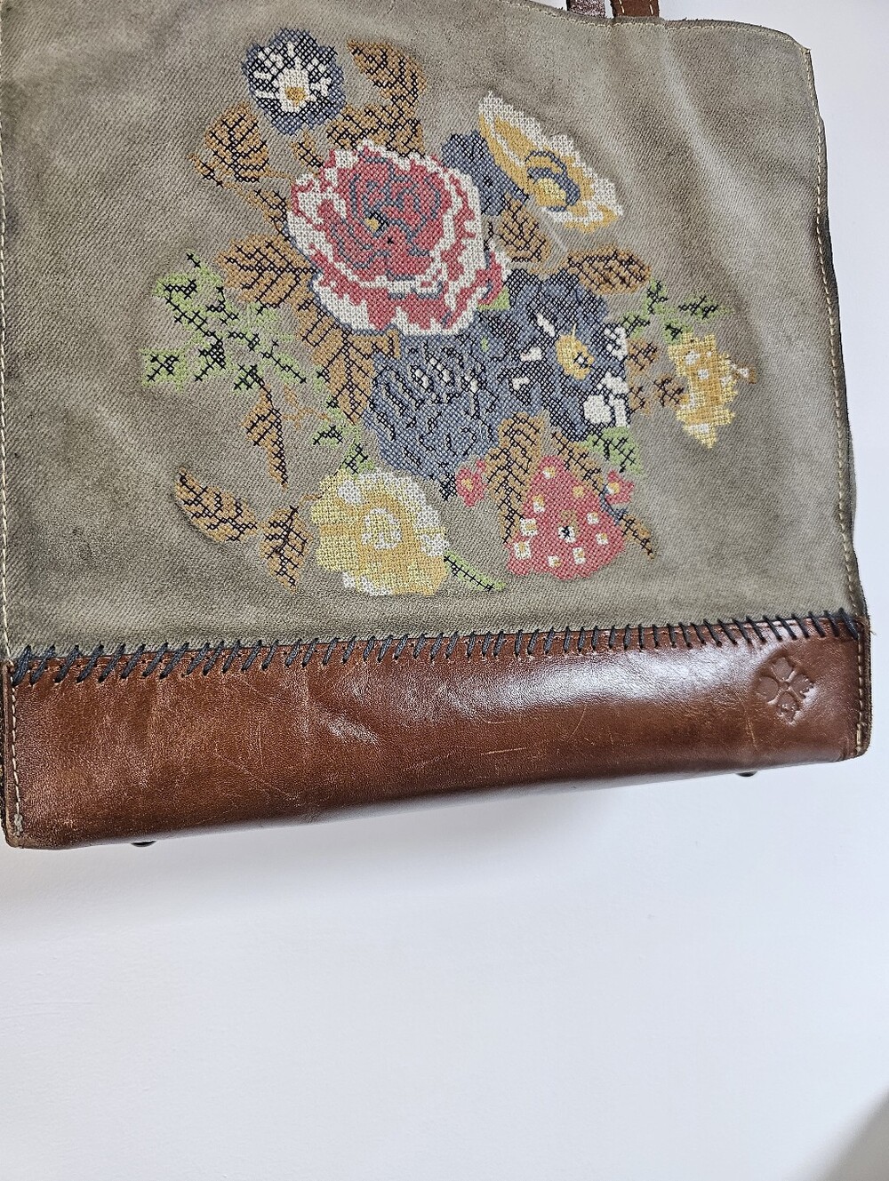 Patricia Nash Toscano Tote Bag Cross-Stitch Tapestry Collection Floral Shoulder - Picture 2 of 9